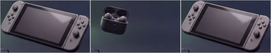 Three crops of the same region: the original showing a handheld gaming console, Gemini's output showing a pair of wireless earbuds in its place, and GPT's output showing the console untouched