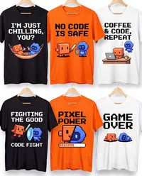 Pixel art developer themed apparel collection
