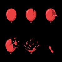 Progressive sequence of a red balloon bursting