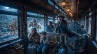 Passengers observing ghost riders from train