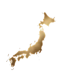Glowing golden silhouette of Japan map (cutout)