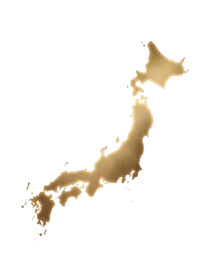 Glowing golden silhouette of Japan map (cutout)