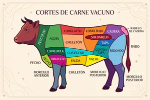 Butcher meat cut diagram of cow