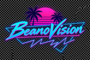 Synthwave aesthetic retro BeanoVision logo