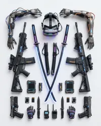Create cyberpunk weapons, guns, rifles, katanas,…