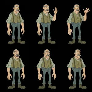 Character sheet of a cartoon man