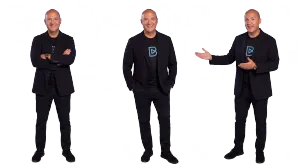 Triple pose branding portrait (cutout)