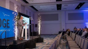 Corporate presentation with stage pyrotechnics