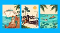 Three vintage-inspired mid-century modern travel…