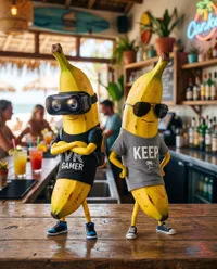 Cool banana duo in tropical bar