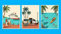 Three self-contained vintage mid-century travel…