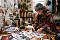 Artist creator in regal robes