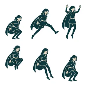 Superhero character movement study collection