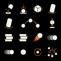 Graphic motion and physics animation icons