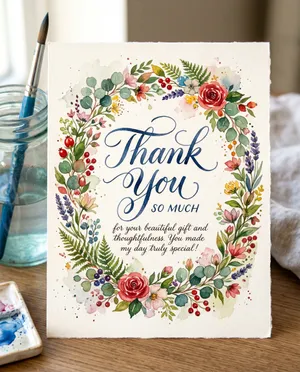 Redesign this thank you card with amazing water…