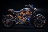 A futuristic motorcycle with clock engine…