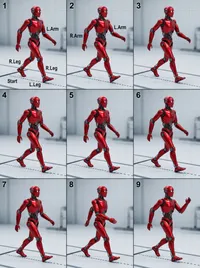 Create walking loop animation clearly moving legs…