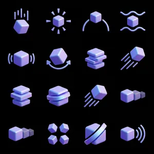 3d icon set of abstract geometric cubes