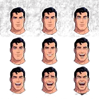 Superman comic book facial expression grid (cutout)