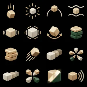 3D isometric cube interface icons collection
