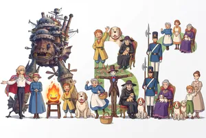 Howls Moving Castle character art montage