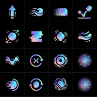 Iridiscent neon graphic icon set