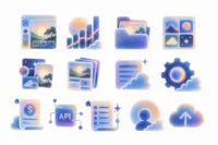 Frosted glass UI interface icon set