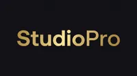 Gold StudioPro logo on black