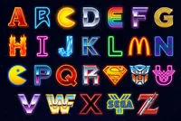 Pop culture themed alphabet poster