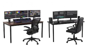 Side by side video editing workstations (cutout)