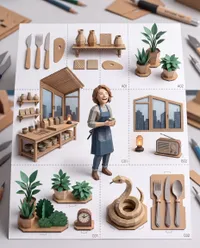 Paper craft potter in studio
