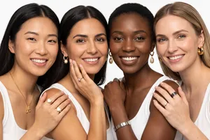 Diverse women portrait with gold jewelry