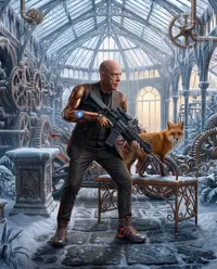 J.K. Simmons in frozen clockwork greenhouse