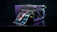 Industrial printing press outputting photograph