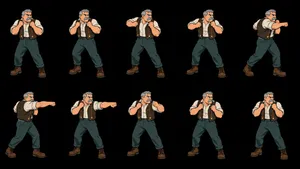 Old pugilist punch animation sprite sheet