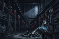 Using this style create a warehouse scene with…