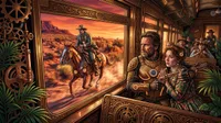 Steampunk western train standoff