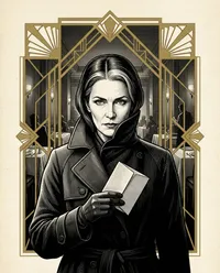 Noir investigator with mysterious envelope illustration