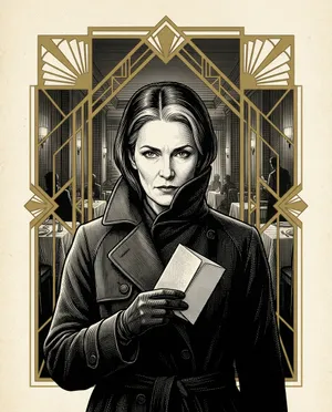 Noir investigator with mysterious envelope illustration