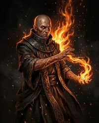 Sorcerer casting fiery magical energy