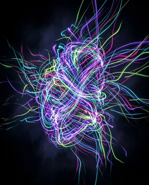 Luminescent light trail abstract composition
