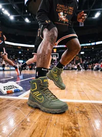 Professional basketball athlete wearing branded gear