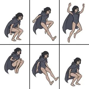 Character movement study poses sheet