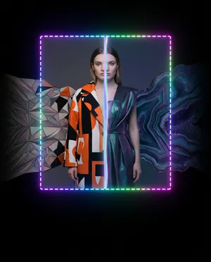 Duality fashion concept with neon light