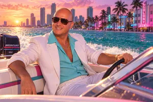 Miami vice style luxury boat portrait