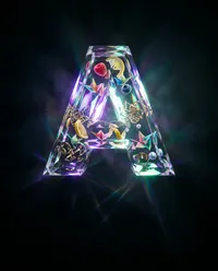 Prismatic crystal letter with inclusions