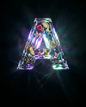 Prismatic crystal letter with inclusions