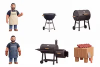 Layer sheet 1/2 — Four barbecue master 3D characters