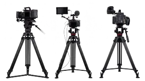 Professional studio cinema camera rig lineup (cutout)
