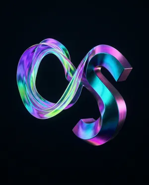 Holographic liquid ribbon letter S composition